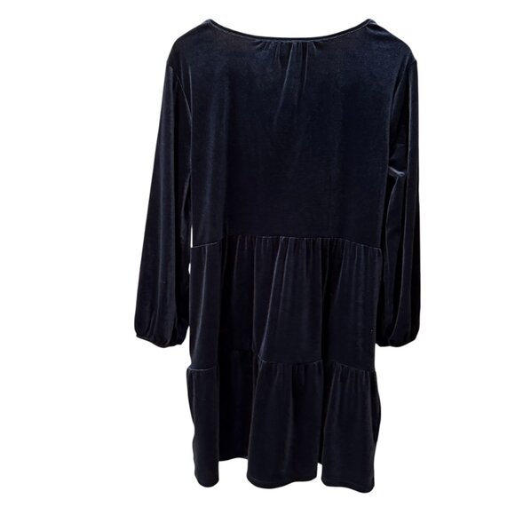 GAP NWT Navy Blue Velvet Tiered Dress Women's size M - Picture 4 of 5